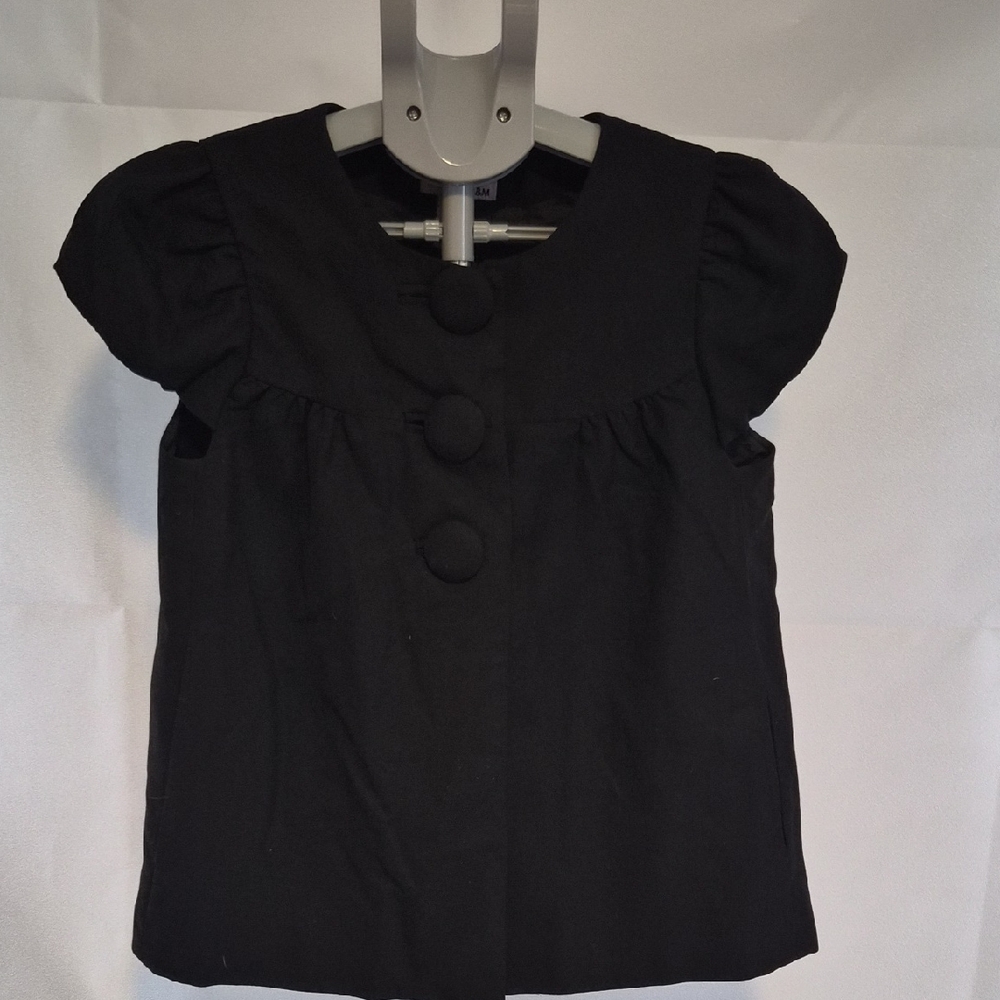H&M Black Blouse with Puff Sleeves
